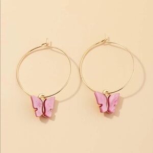 3/$30 💛 Pink Acrylic Butterfly Hoop Earrings